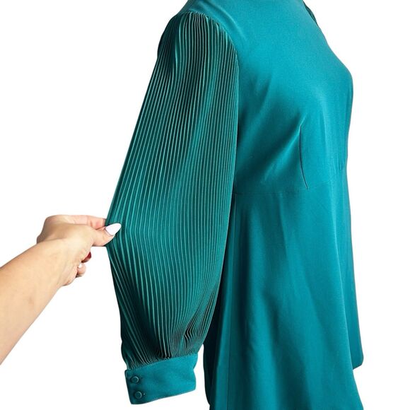 J. Crew Dress Womens 4 Green Foggia Crepe Pleated Sleeves Cocktail NWT $170 - Picture 3 of 11